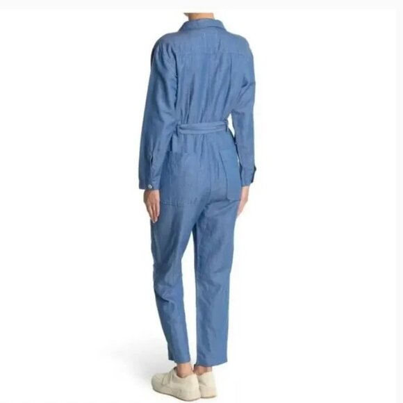 ALEX MILL Chambray Linen/Cotton Expedition Long Sleeve Jumpsuit NWT Size Medium - Picture 3 of 10